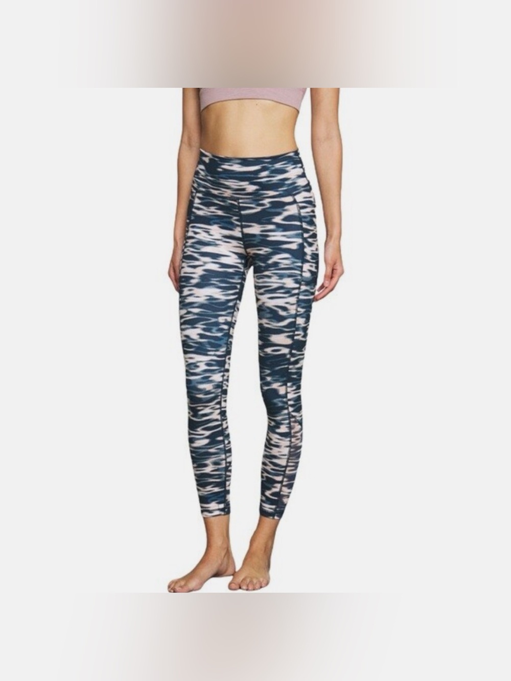 Sweaty Betty Super Sculpt Yoga Leggings 7/8 Length Stellar Blue Water Print